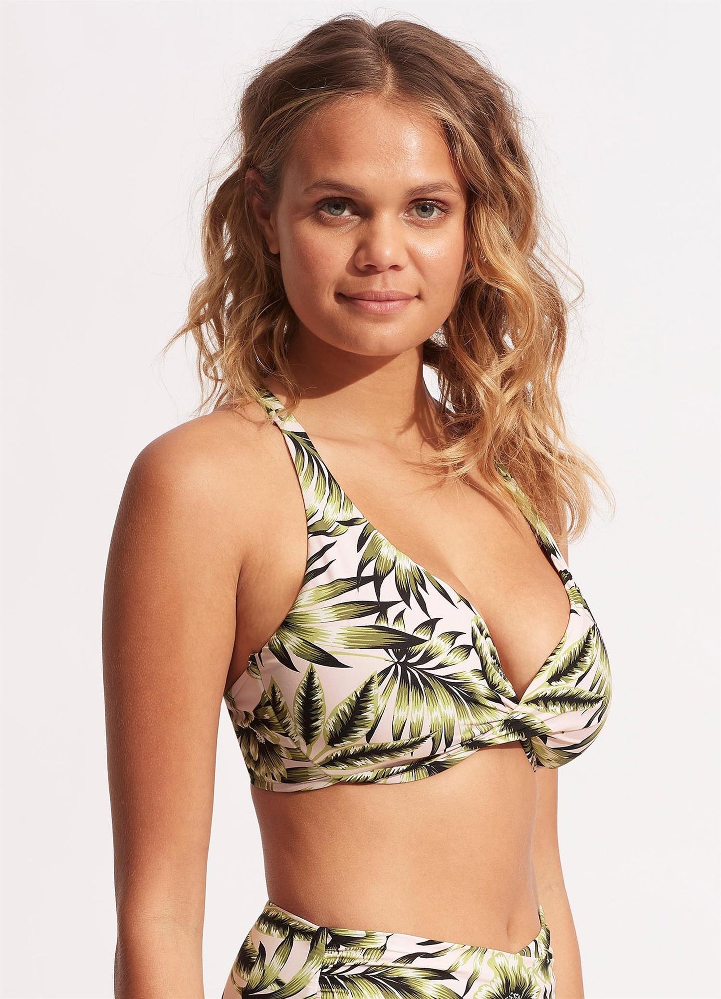 Island in the sun, wrap front F-cup bra Avocado