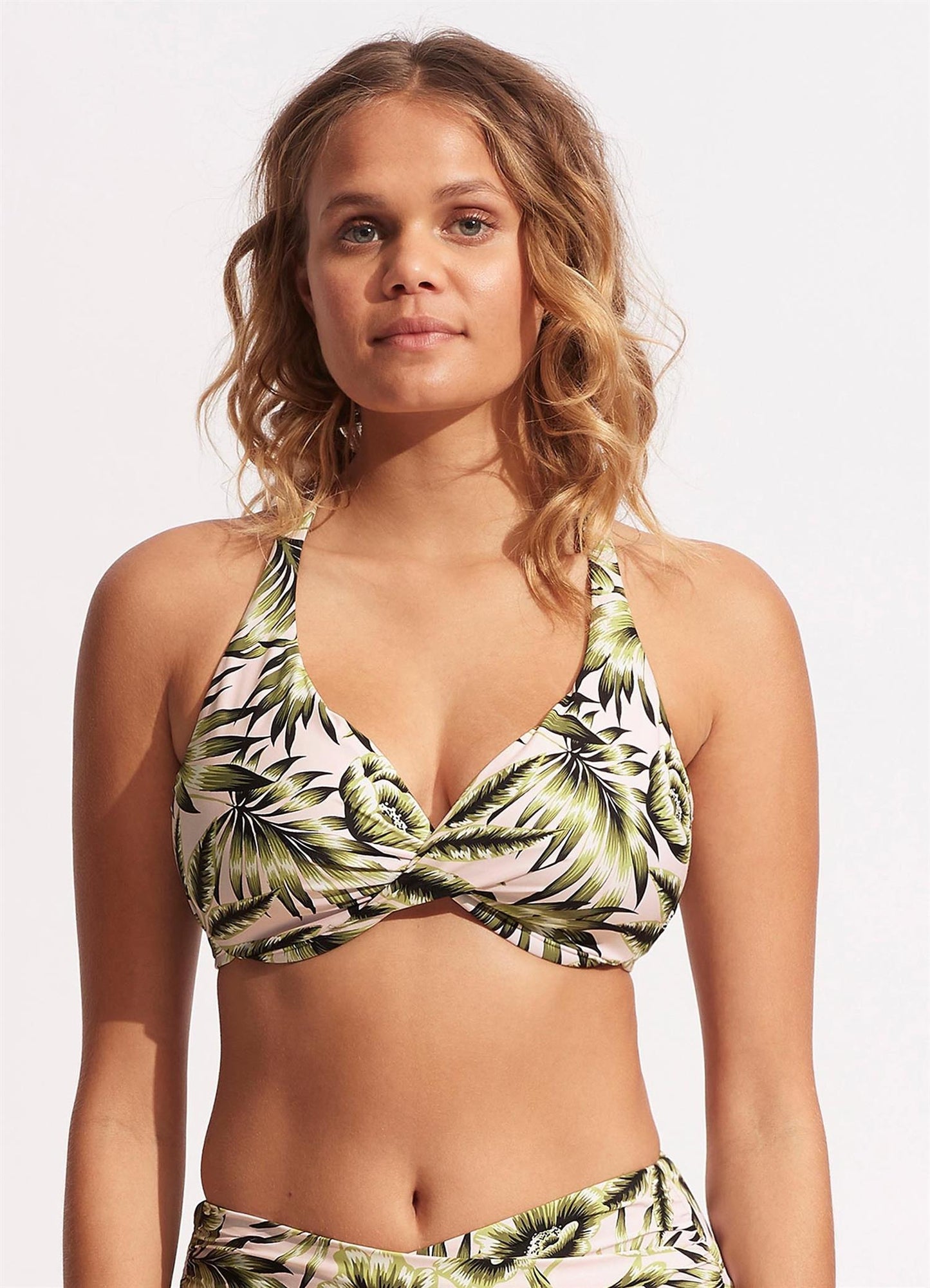 Island in the sun, wrap front F-cup bra Avocado