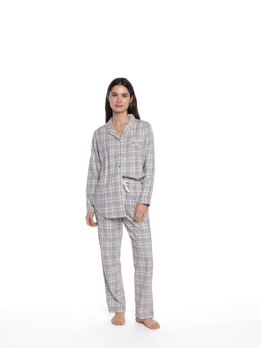 Flanell pyjamas Grå